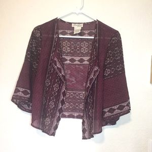 Beautiful Purple Black White Sheer Kimono